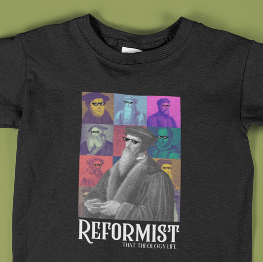 Black Reformist Life Shirt featuring many Christians such as Martin Luther and John Calvin