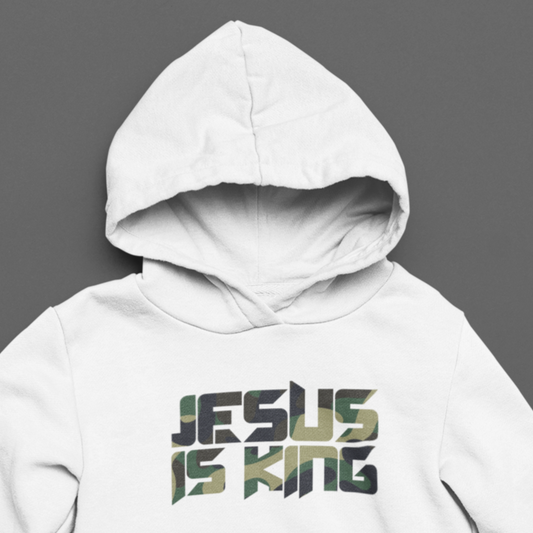 Camo Jesus is King - Adult Unisex Hooded Sweatshirt