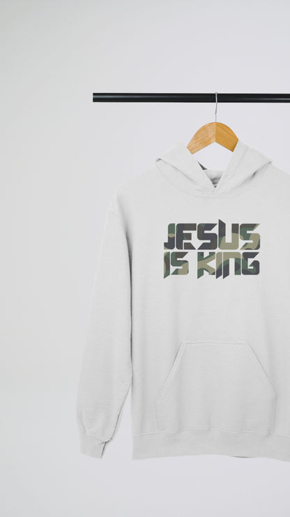 Camo Jesus is King - Adult Unisex Hooded Sweatshirt