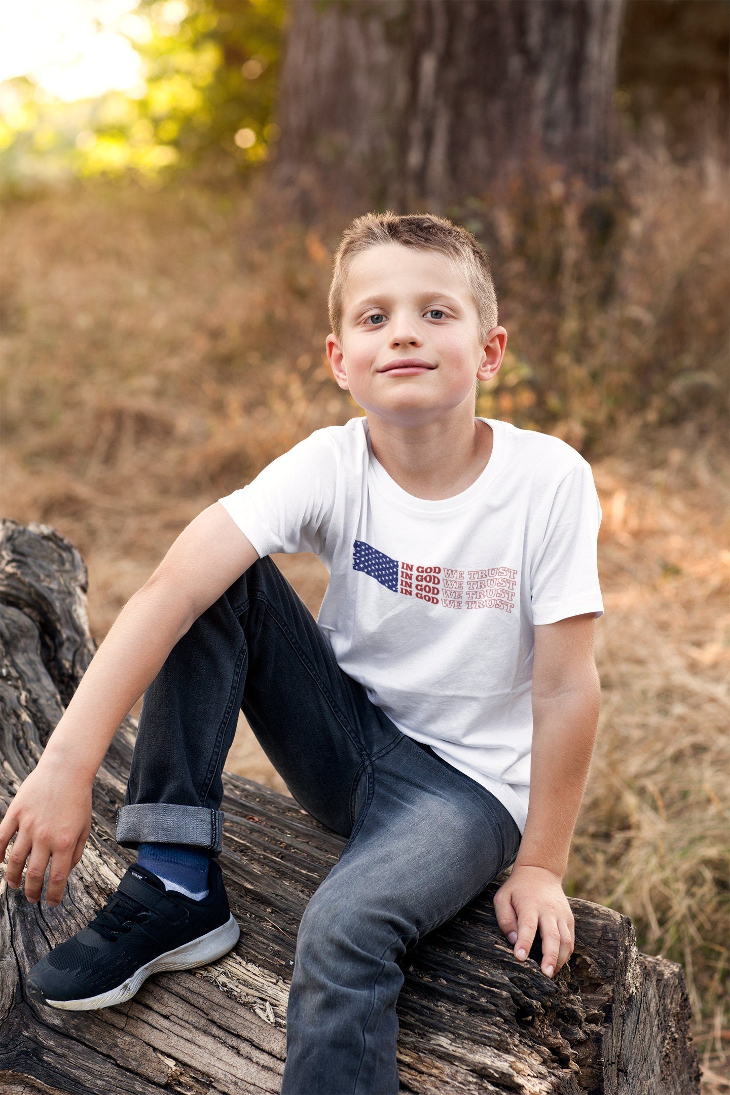 Flag In God We Trust - Kids Christian Tee