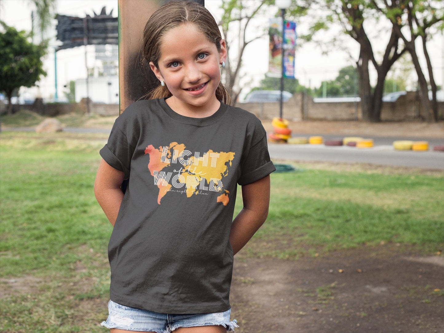 Light of the World Map - Kids Christian Tee