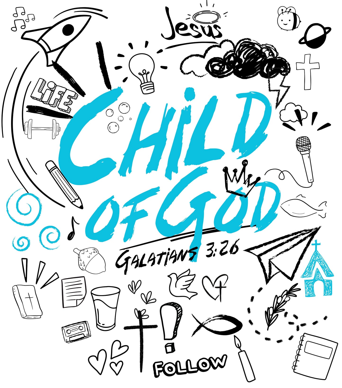 Sketch Child of God - Kids Christian Tee